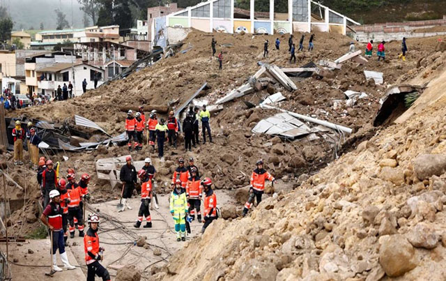 Ecuador landslide death toll rises to 14, dozens missing