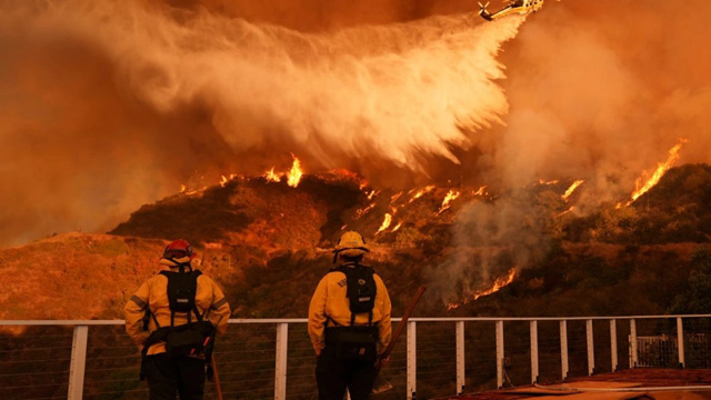 Firefighters' village sprouts on Malibu beach