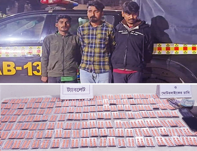 3 held with 1,788 Tapentadol tablets in Parbatipur