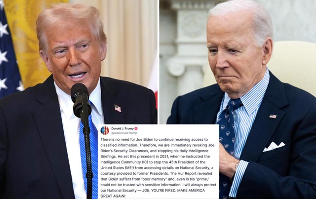 Trump says he's revoking Biden's security clearance