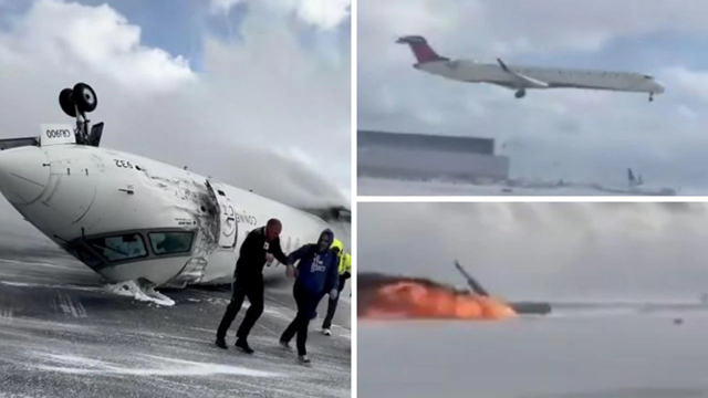 Video shows Toronto plane's hard landing before flipping