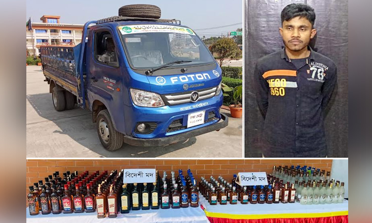 RAB recovers huge foreign liquor, one arrest in Mymensingh 