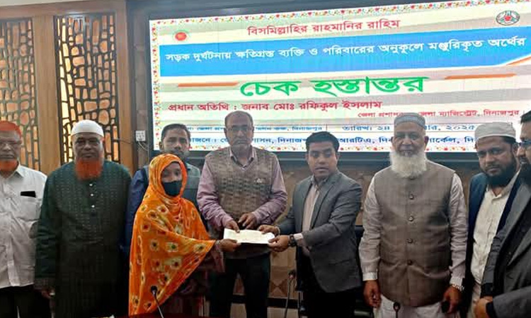 Cheques of Tk 49 lakh distributed to 13 road accident victim families