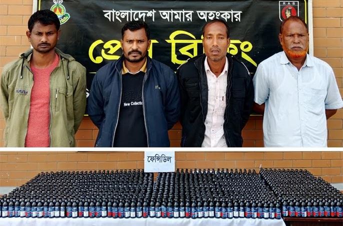 5 held with 1,175 bottles of phensedyl in Lalmonirhat