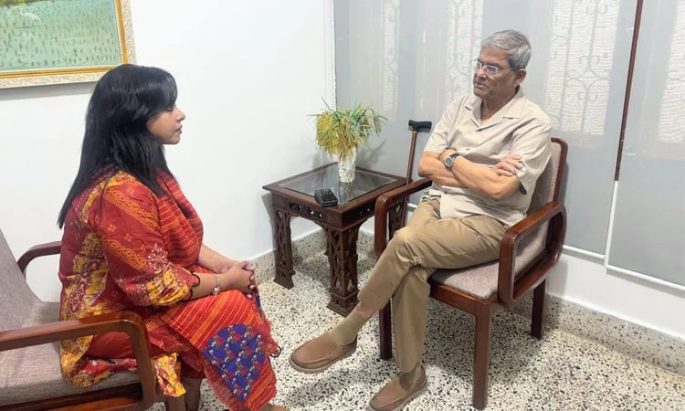 BSS reporter Rumana Jaman conducts an exclusive interview with Mirza Fakhrul Islam Alamgir, the Secretary General of BNP. Photo: BSS