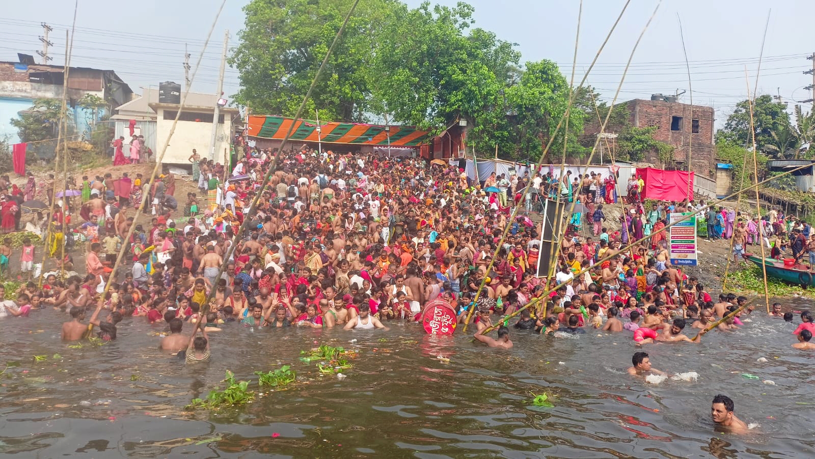 Thousands join traditional holy bath at Langalband in Narayangaj