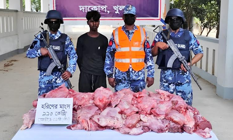 Coast Guard arrest deer poacher with 110kgs of venison in Bagerhat 