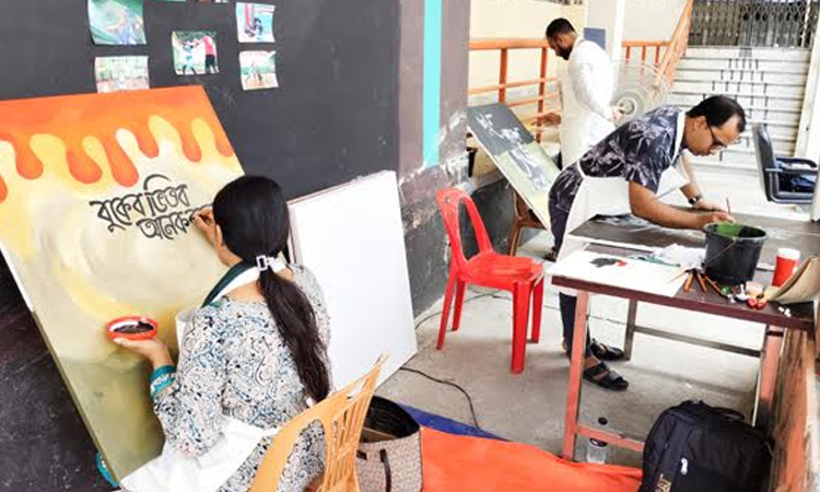 Graffiti -Calligraphy painting workshop begins in Rajshahi