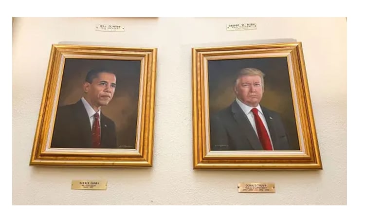 Trump replaces Obama portrait with painting of... himself