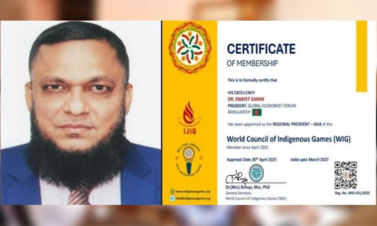 Enayet Karim appointed regional president of WIG for Asia