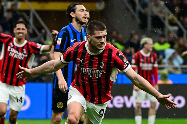 Jovic shoots AC Milan into Italian Cup final with derby double