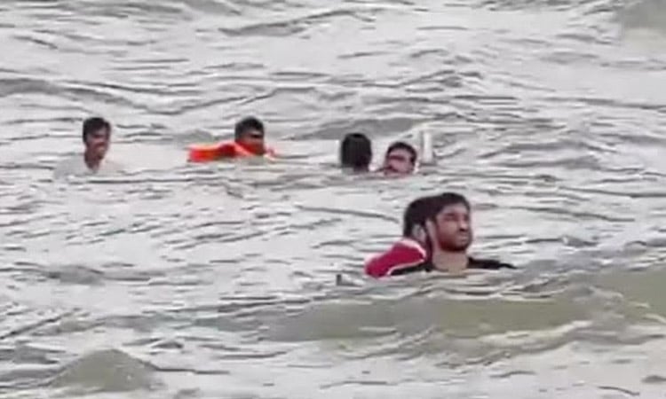 Stone-laden bulkhead sinks near Sandwip Channel