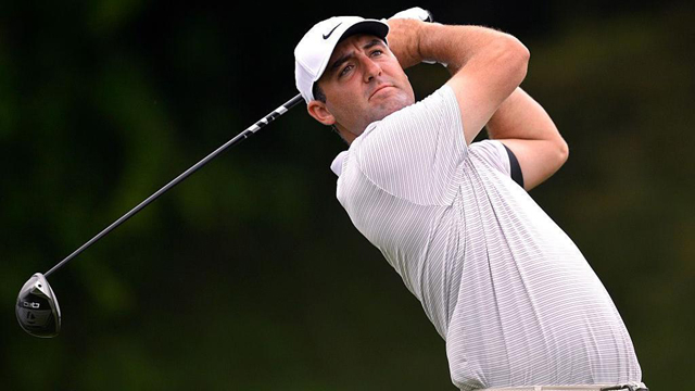 Scheffler shines in dark for eight-shot CJ Cup Byron Nelson lead