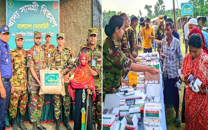 Army provides free treatments to 500 patients, food in Ghoraghat