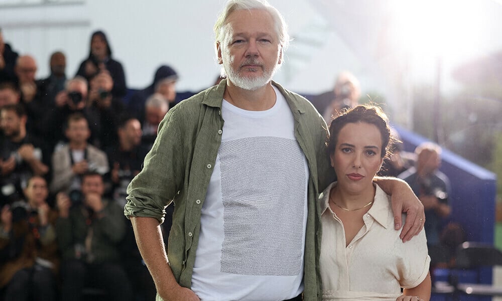 'Recovered' Assange promotes Cannes documentary wearing Gaza T-shirt