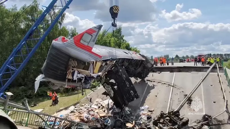 Russia says Ukraine behind rail blasts that killed seven