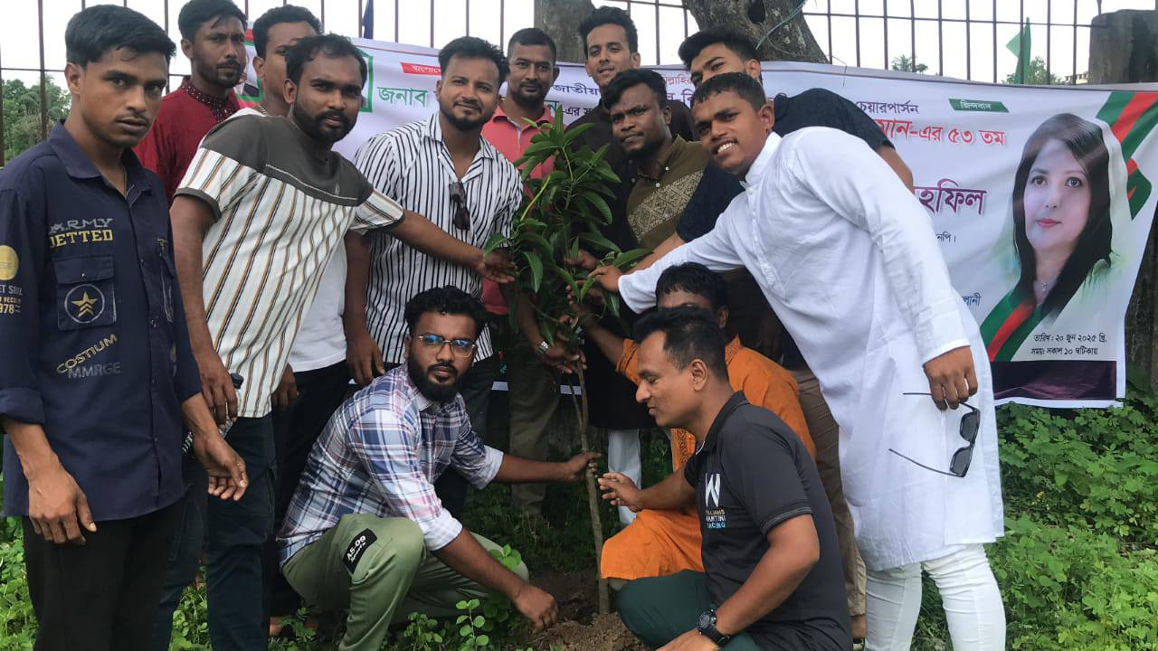 Tree plantation programme ongoing on Zubaida Rahman's birthday