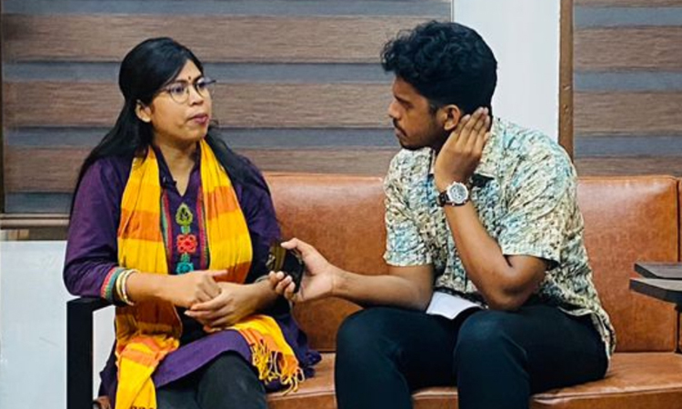 Nazifa Jannat in an interview with Bangladesh Sangbad Sangstha (BSS). Photo: BSS