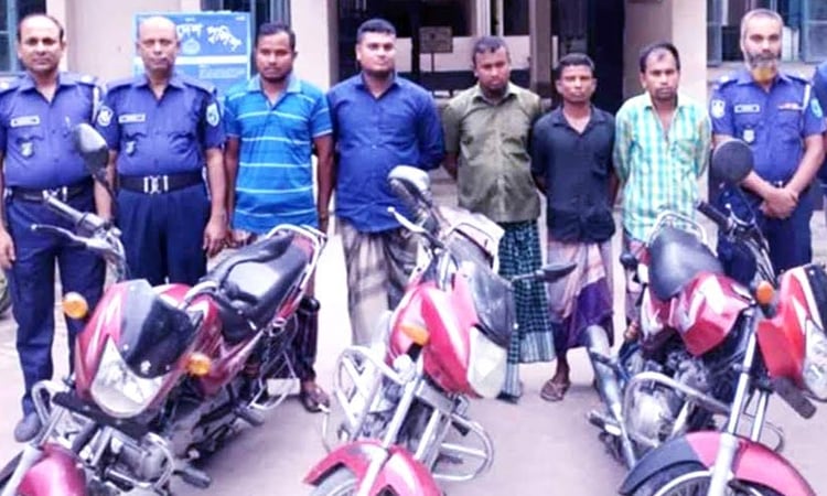 5 held, 3 stolen motorcycles recovered in Rangpur