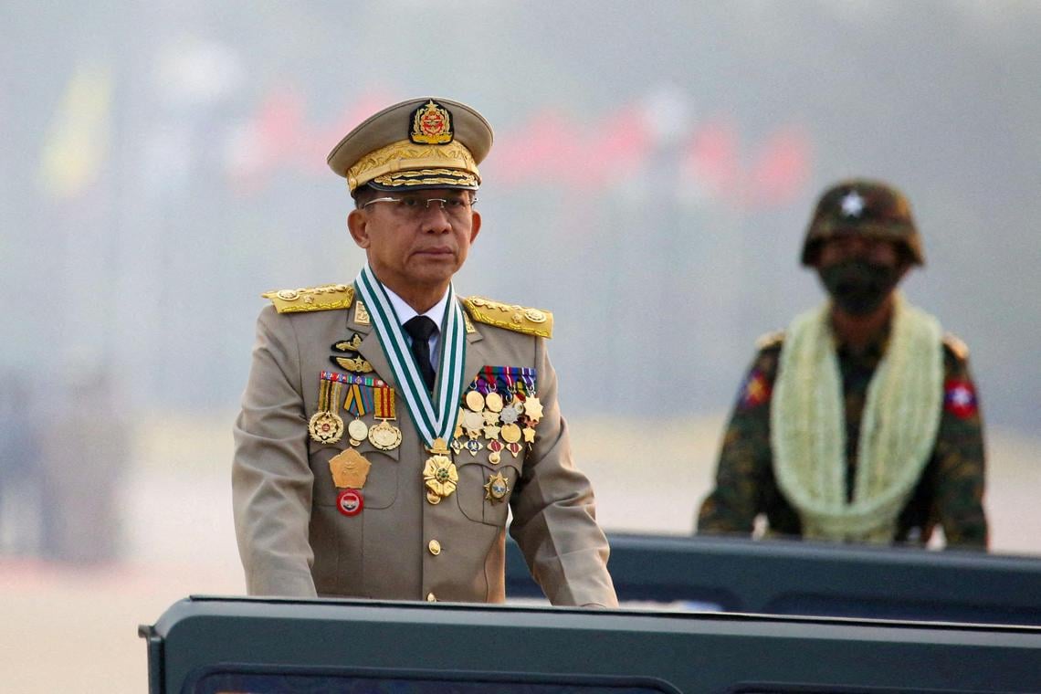 Myanmar's junta chief makes first appearance at memorial event