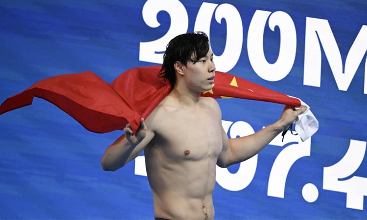 China's Qin wins 'miracle' second breaststroke gold at swim worlds