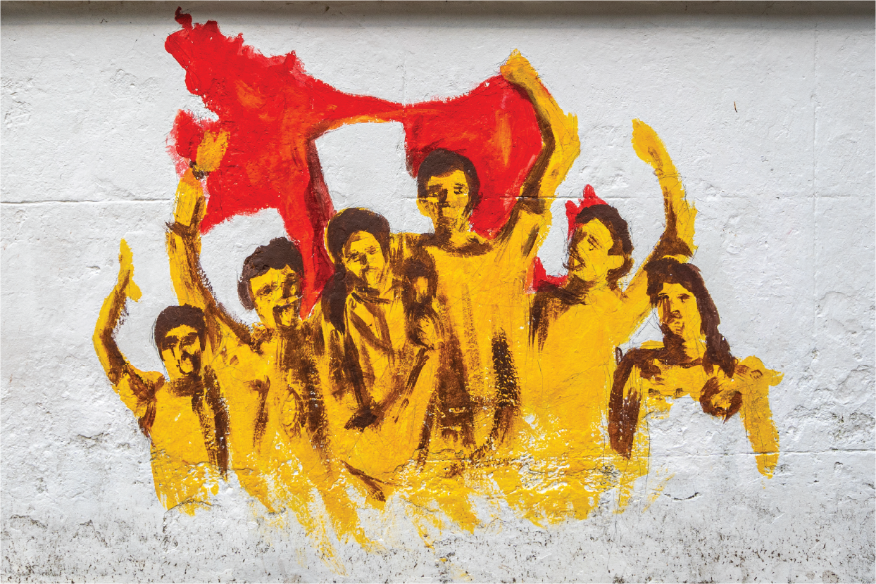 Rickshaw rally with graffiti of July uprising tomorrow