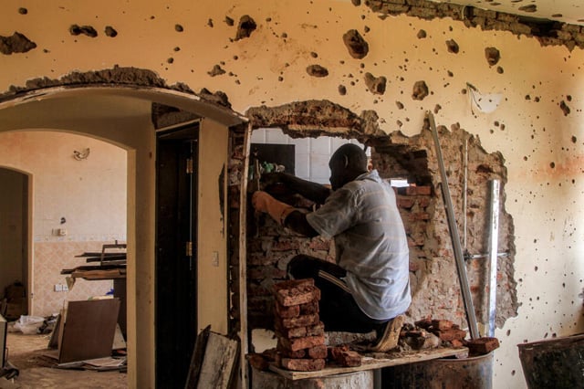 Sudanese lay first bricks to rebuild war-torn Khartoum