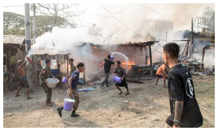 Residents of hunger-racked Myanmar region say junta air strike kills 12