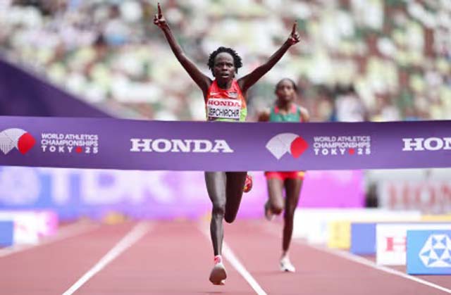 Kenya's Jepchirchir outsprints Assefa for world marathon gold