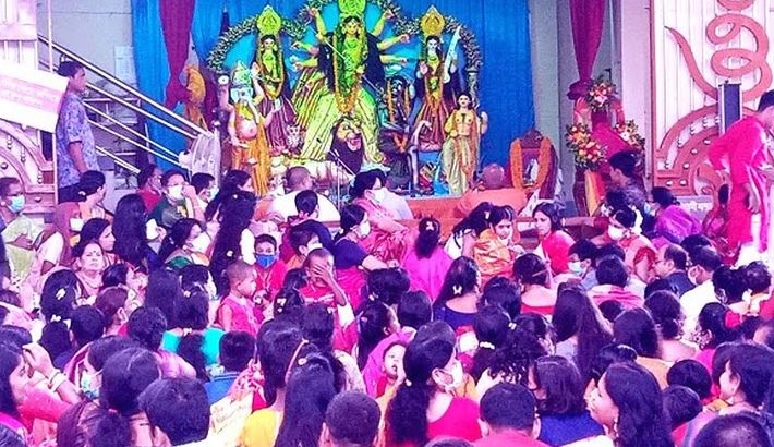 Durga Puja celebration continues peacefully in Rangpur