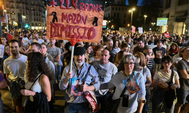 Tens of thousands protest on anniversay of deadly Spain flood
