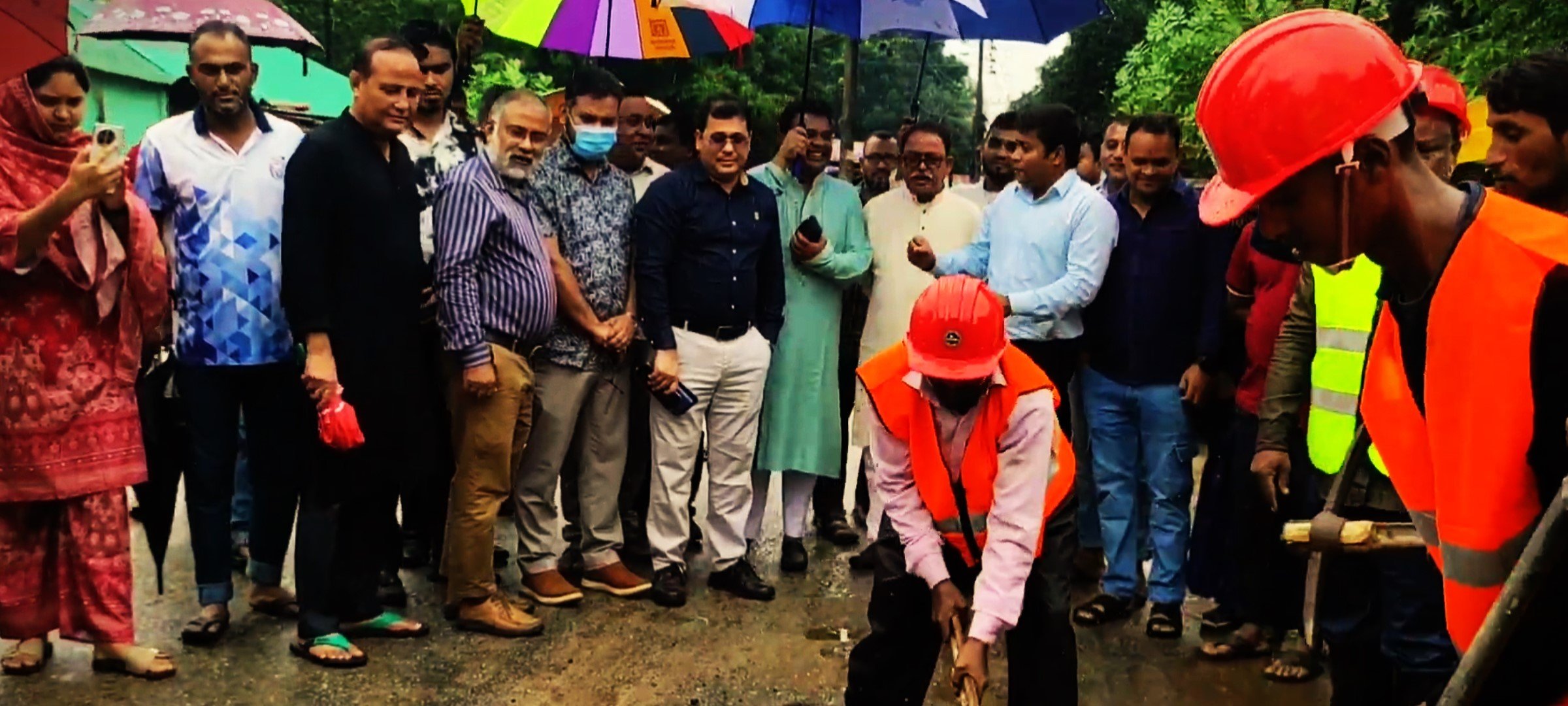 Road repair work begins under Thakurgaon municipality 