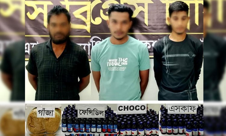 3 held with phensidyl, ganja and Eskuf in Lalmonirhat