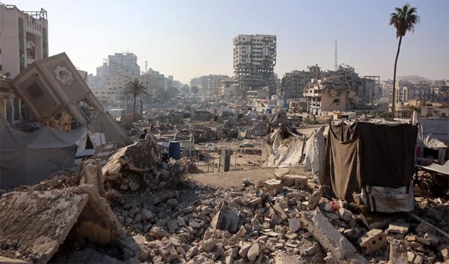 Displaced Gazans find shelter in Yasser Arafat's dilapidated villa