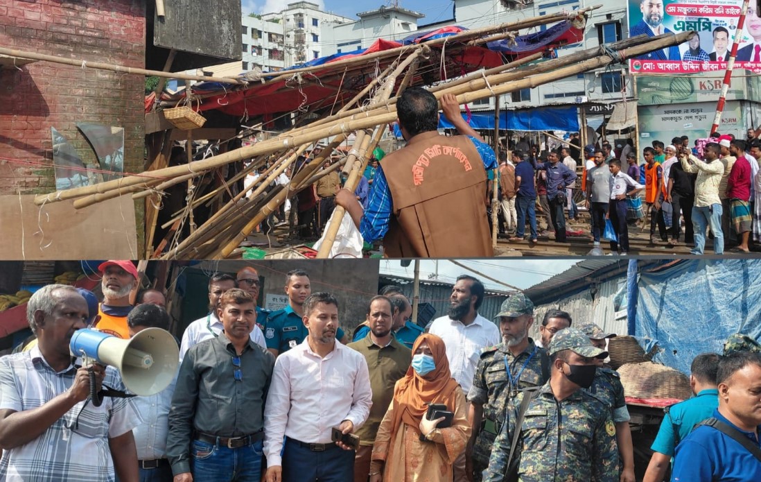 Joint eviction drive removes illegal structures at Joydebpur rail crossing