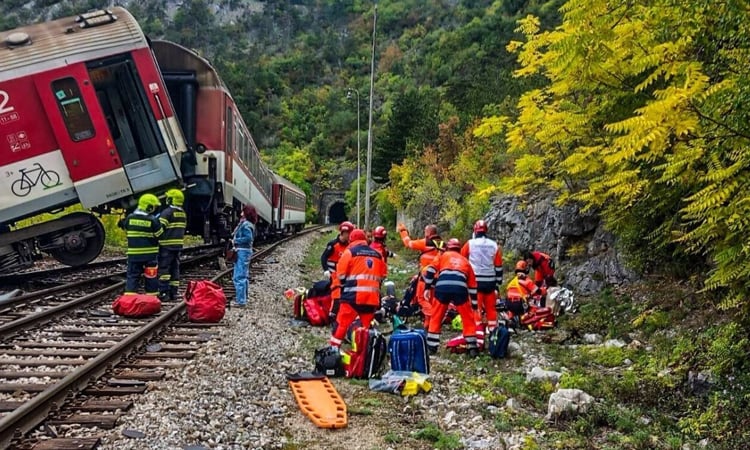 Dozens hurt after trains collide in Slovakia: govt