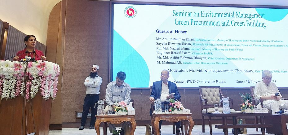 Rizwana calls for constructing govt buildings as environment-friendly