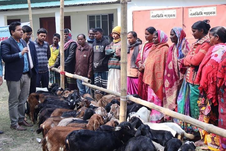Goats distributed among 100 minority ethnic families in Natore
