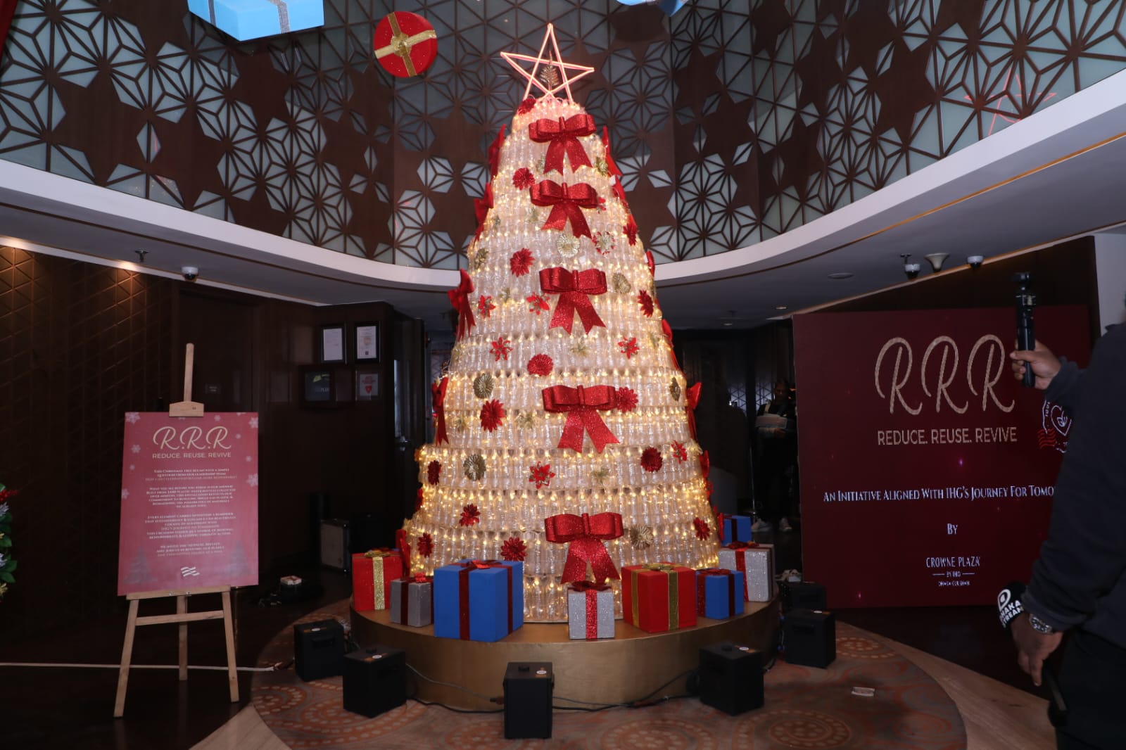 Waste to wonder, plastic bottles shine as X-mas tree