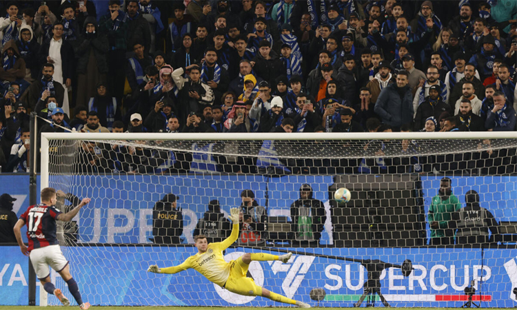 Bologna win shoot-out with Inter to reach Italian Super Cup final