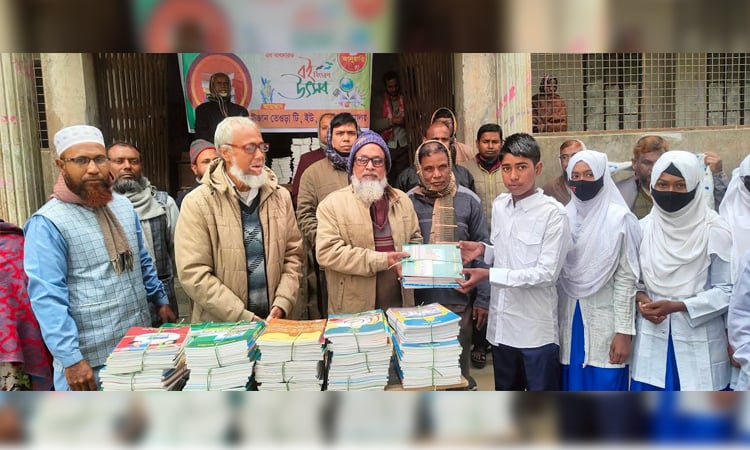 Primary students receive new textbooks in Gaibandha