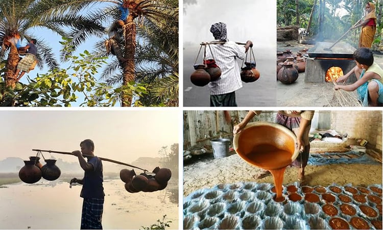 Youth benefiting economically by selling date palm juice in Dinajpur