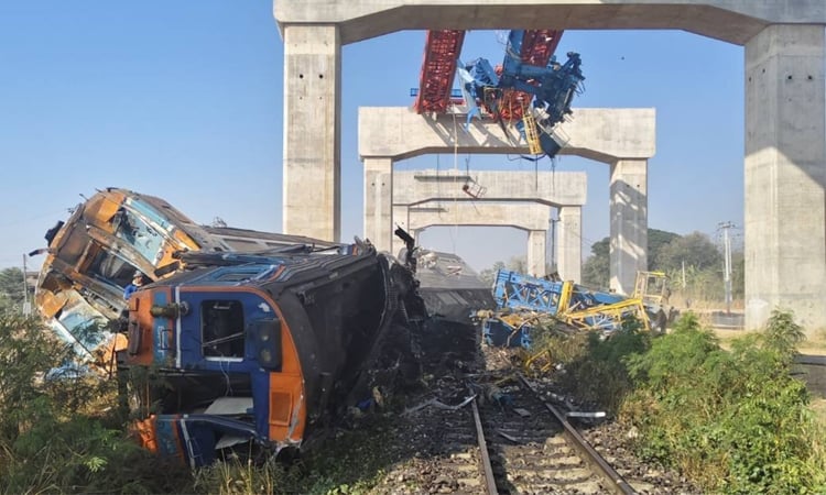 Crane collapse derails train in Thailand, killing 22: police