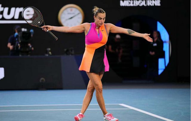 Emotional Sabalenka comes through test to make last 16 at Australian Open