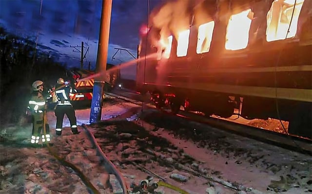 Russian strikes in Ukraine kill 12, target passenger train