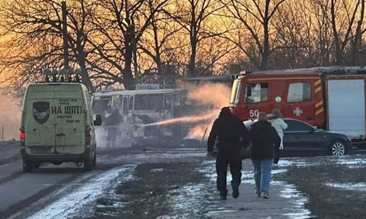 Russian drone attack on mine worker bus in Ukraine's east kills 12
