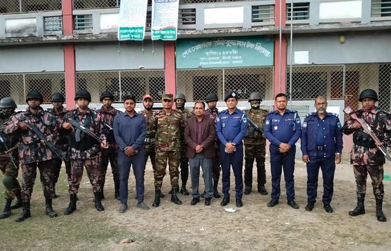 Army, BGB, police inspect polling stations in Bagerhat