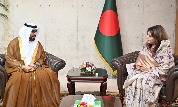 UAE Ambassador to Bangladesh Abdulla Ali AlHmoudi met with State Minister for Foreign Affairs Shama Obaed Islam. Photo: MoFA