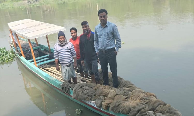 3500 meters of illegal nets, fishing Rods seized from Halda River