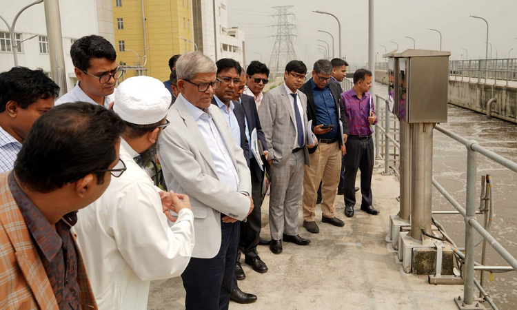 Mirza Fakhrul inspects development works at Dasherkandi sewage treatment plant